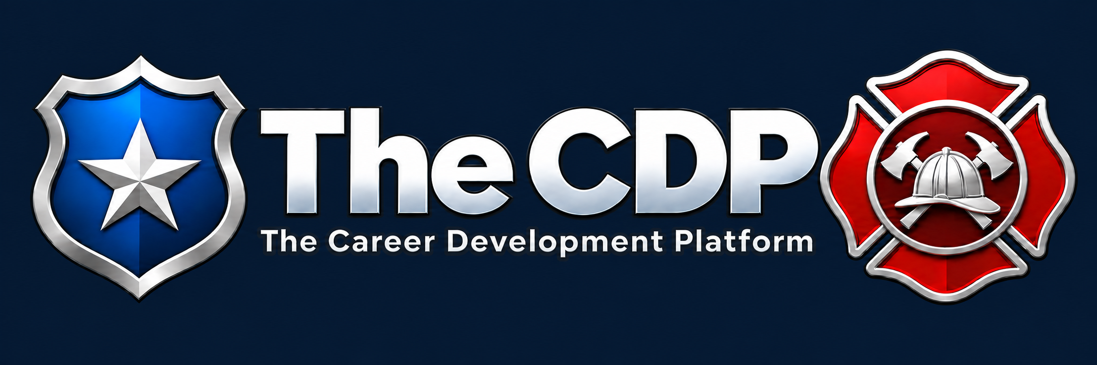 The CDP — The Career Development Platform, with police and fire emblems